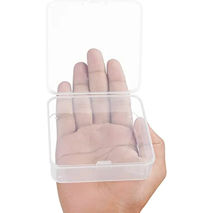 BELLE VOUS Aufbewahrungsboxen Klein Klare Plastikbox mit Schnappdeckel Set (24 Stk) - L9,4 x B9,4 x H2,8 cm - Mini Aufbewahrungsbox für Pillen, Perlen, Schmuck, Bastelartikel & Kleinteile – Bild 3