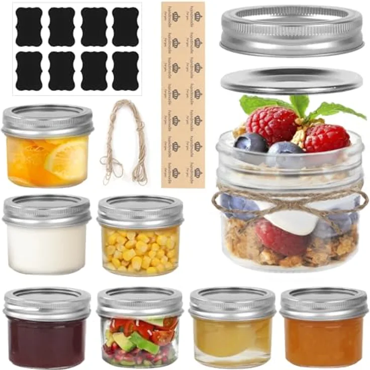 Withosent 120ml Marmeladengläser, 8er Set mit geteilt Schraubdeckel, luftdicht, BPA-frei, für Marmelade, Gelee, Joghurt und mehr