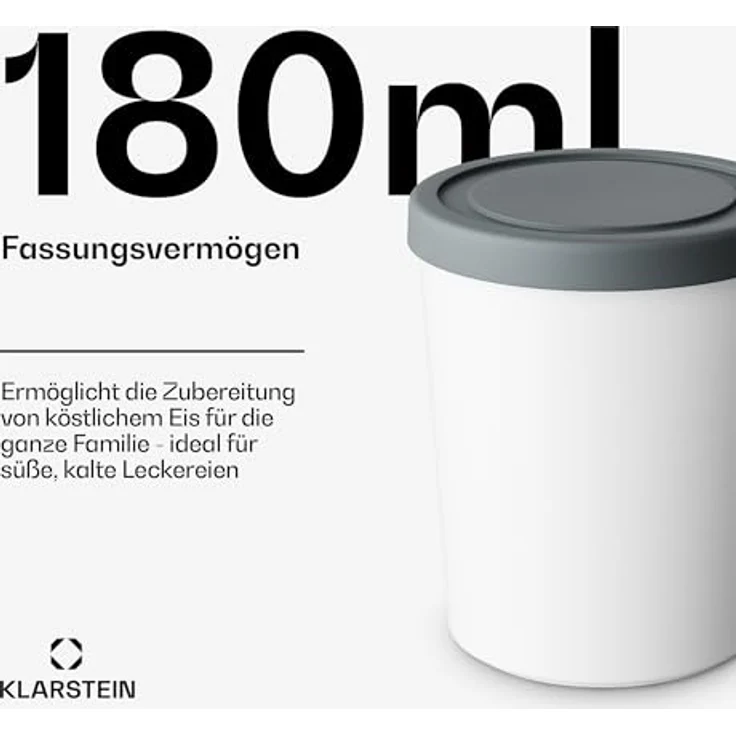 Klarstein Eisbehälter-Set, 4x 180ml Kunststoffbehälter mit Deckel, spülmaschinenfest, stapelbar, passend für Klarstein Eismaschinen – Bild 4
