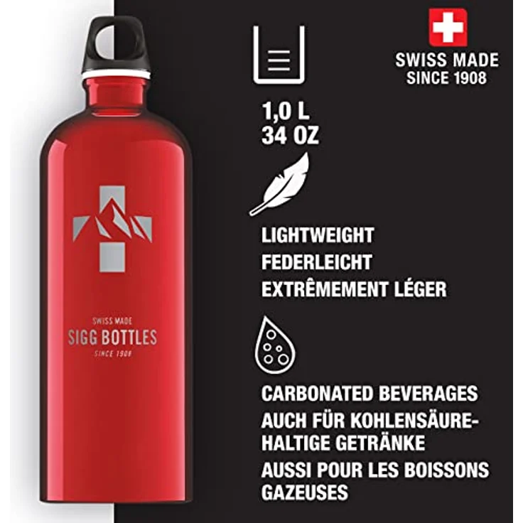 Sigg Unisex – Erwachsene Mountain Red Wasserflaschen, Rot, 1 – Bild 2
