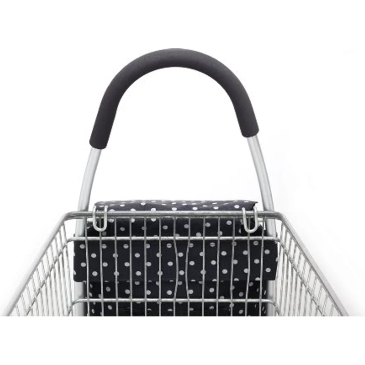 KitchenCraft Faltbarer Einkaufswagen auf Rädern mit abnehmbarer Kühltasche für Tiefkühlkost, robustes Metall und spritzwassergeschütztes Polyester, 45 x 33 x 100 cm, schwarzer Tupfenprint – Bild 3
