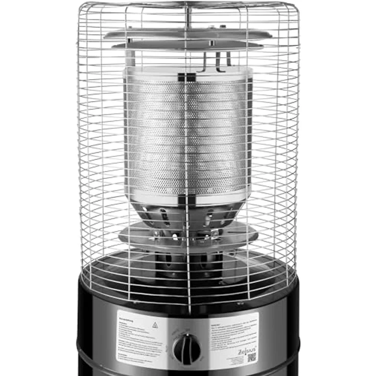 Zelsius Gas Heizstrahler "Zermatt", 11 kW, Ø 46cm x (H) 137cm, schwarz/silber, Terrassenheizstrahler außen mit Sicherheitsabschaltung und Piezo-Zündung – Bild 6