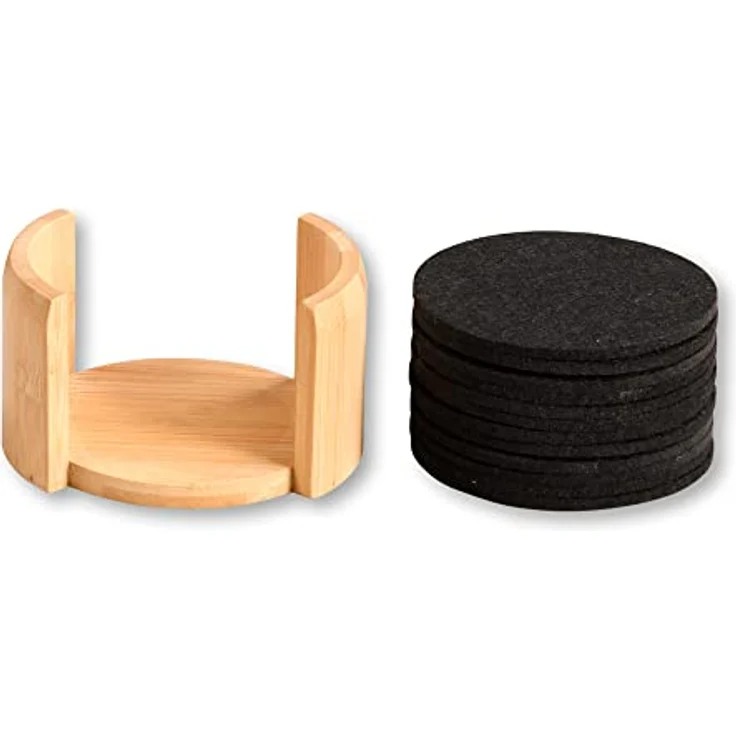 Kesper | Untersetzer, 12er Set, Material: Bambus, Textil, Maße: ø 10 cm/Stärke: ca. 0,4 cm, Farbe: Braun, Schwarz | 58747 – Bild 3