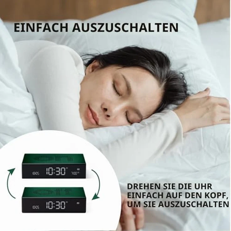 Lexon FLIP Premium LCD-Wecker, wendbar und wiederaufladbar, Touch-Licht, bronze – Bild 3