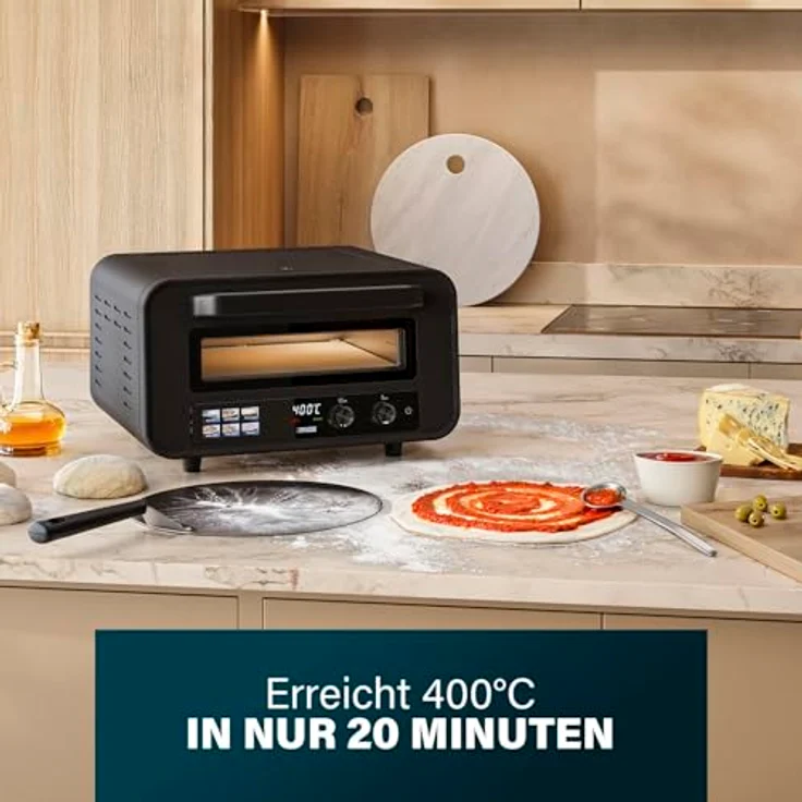 Princess Pizzaofen Pro Max 15L, 400°C, 2100W, digitales Bedienfeld mit Timer, abnehmbarem Pizzastein, für Innen und Außenbereich – Bild 3