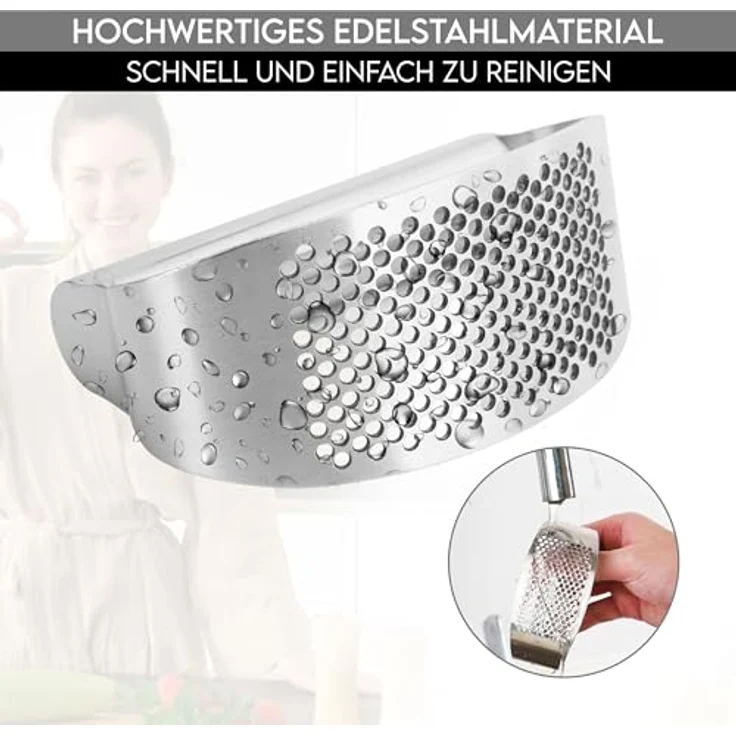 hausleben Knoblauchpresse Edelstahl – Ergonomischer Knoblauch- und Ingwerzerkleinerer, rostfrei, kompakt und leicht zu reinigen – Bild 4