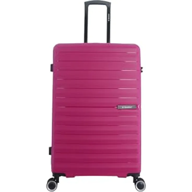 SAXOLINE Fiesta Reisekoffer Größe L, 107 l Fassungsvermögen, 4,4 kg, fuchsia, hochwertige PP-Hülle, 360-Grad-Schwenkräder, Teleskopgriff