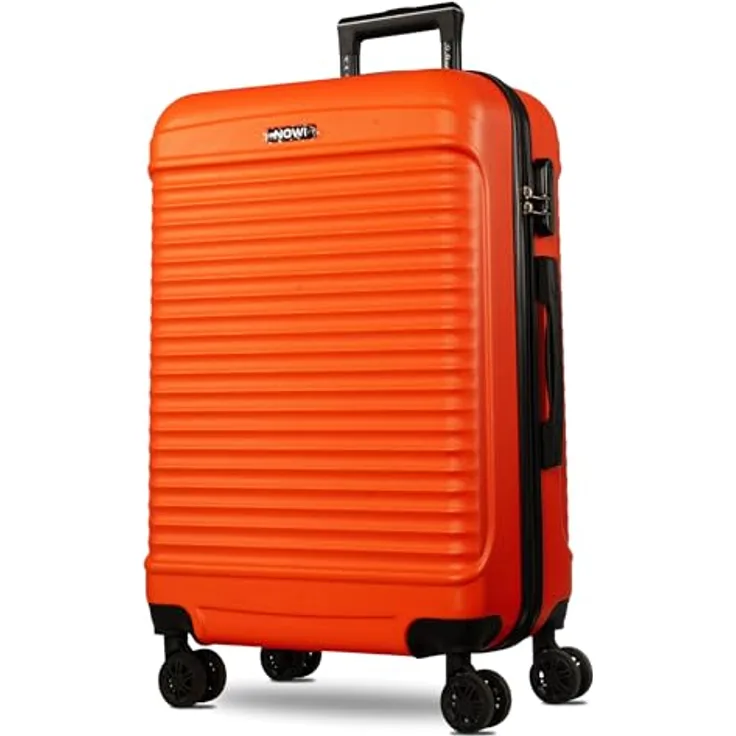 NOWI Las Palmas Koffer L – 59L Ultraleicht Hartschalenkoffer mit 8 360° drehbaren Rollen, wasserabweisend, orange