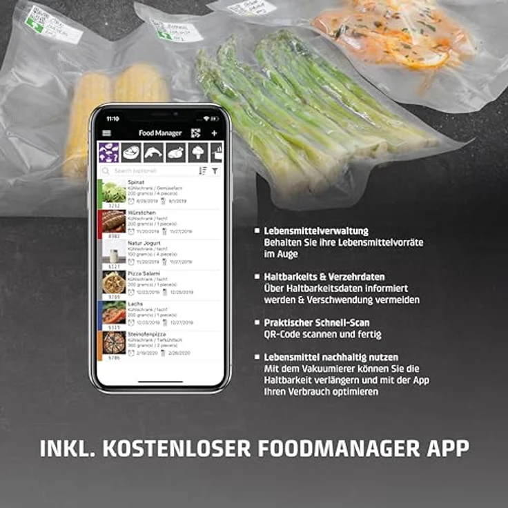 Caso VRH 690 advanced Vakuumierer - Folienschweißgerät, verlängern Sie die Halbtbarkeit Ihrer Lebensmittel, Vakuumiergerät ideal zum portionieren & aufbewahren von Essen, max. Folienbreite 30 cm, silber, schwarz – Bild 3