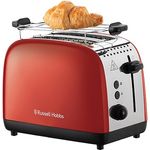 Russell Hobbs Toaster [für 2 Scheiben] Colours Plus Edelstahl Rot (extra breite Toastschlitze, inkl. Brötchenaufsatz, 6 Bräunungsstufen + Auftaufunktion, Lift & Look-Funktion, 1600W) 26554-56