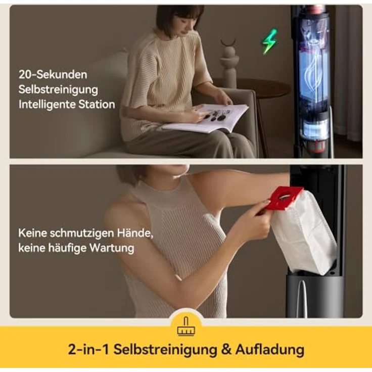 "Deerma Akku-Staubsauger DEM-T50WST mit Basistation, 550 W, in Weiß" – Bild 2