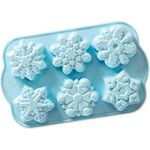Nordic Ware Backform, Kuchenform, Schneeflocke, 6 Muffin-Formen, Winter blau, Aluminium, Antihaft, NW 89642