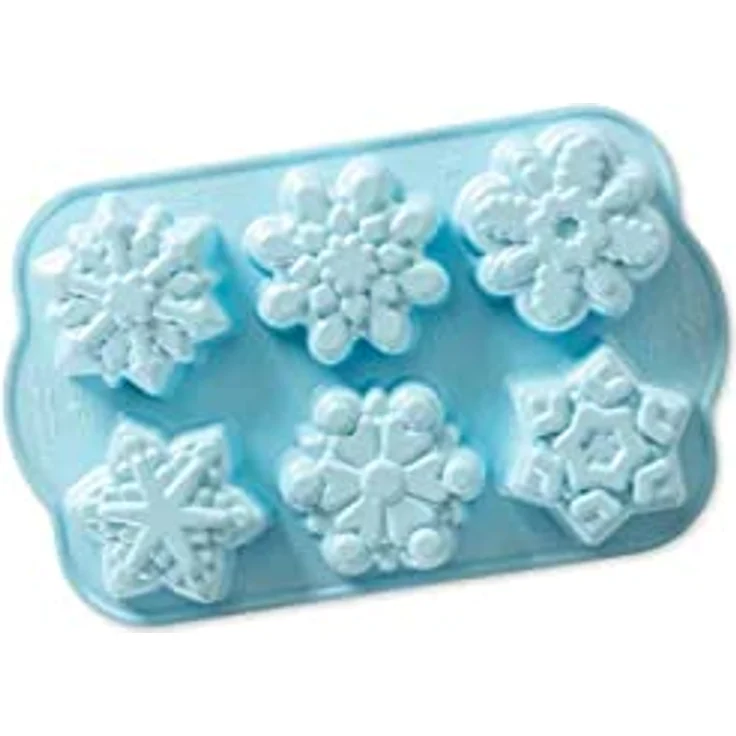Nordic Ware Backform, Kuchenform, Schneeflocke, 6 Muffin-Formen, Winter blau, Aluminium, Antihaft, NW 89642 – Bild 1