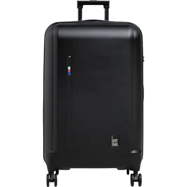 GOT BAG RE:SHELL CHECKED, Hartschalen-Trolley aus 100% recyceltem Ocean Impact Plastic, Schwarz, 77x46x28 cm עם TSA-Zahlenschloss und 15-Zoll-Laptopfach