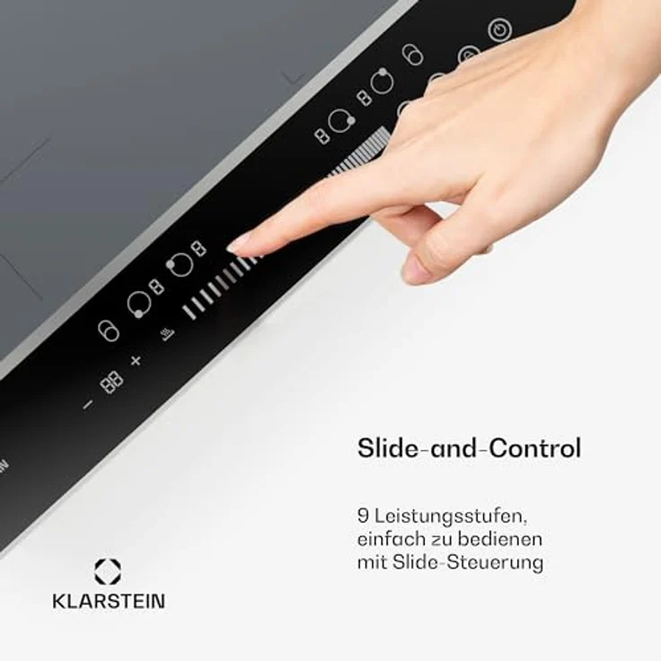 Klarstein DualTone Hybrid Induktionskochfeld 4-Zonen Induktionsherd mit 7200 W, Flex-Zone, Booster, Schieberegler, Timer, Warmhaltefunktion, Aluminiumrahmen, Silber, 60 cm – Bild 5