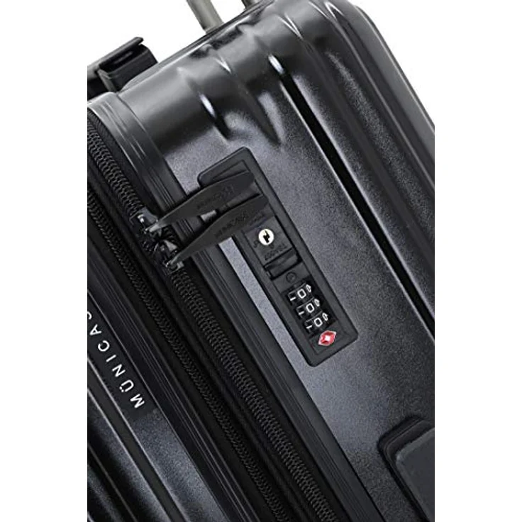 Münicase M816 Kofferset, 3-teilig mit TSA-Schloss, Dehnungsfuge, Teleskopgriff und 4 Rollen, Hartschale in Schwarz, 76cm, 65cm, 55cm – Bild 4