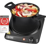 TZS First Austria Infrarot Keramik-Herdplatte | ALLE Topfarten | Einzelkochplatte 17,5cm | Kochfeld für Umzug, Camping, Ferienwohnung - schnelles Aufheizen & stufenlose Einstellung - Kontrollleuchte