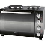 ProfiCook PC KK 1302, Minibackofen 32L mit Kochplatten und Drehspieß, Umluft, Oberhitze, Unterhitze, stufenlos regelbar, umfangreiches Zubehör