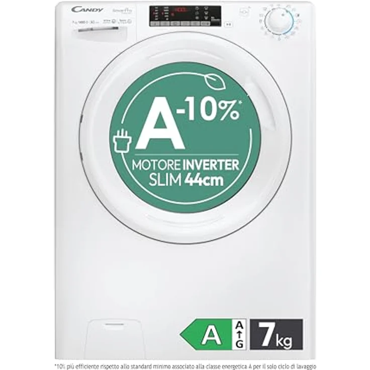 Candy Smart Pro Inverter CO4474TWM6/1-S, Frontlader Waschmaschine mit 7 kg Fassungsvermögen und 1400 U/min, Weiß – Bild 1