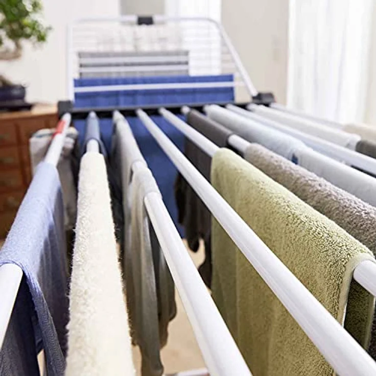 Vileda Infinity Flex Plus Wäscheständer, bis zu 2m ausziehbares Mittelteil, 30m Trockenleine, hohe Flügel mit XXL-Leinen, Eco-Verpackung – Bild 4