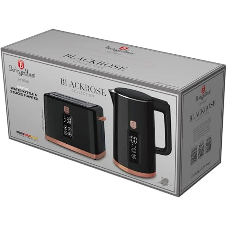 Berlinger Haus Wasserkocher 1,7 Liter + Toaster 59216, schwarz-roségold mit 2200 W Leistung, LED-Anzeige und 7 Bräunungsstufen – Bild 3