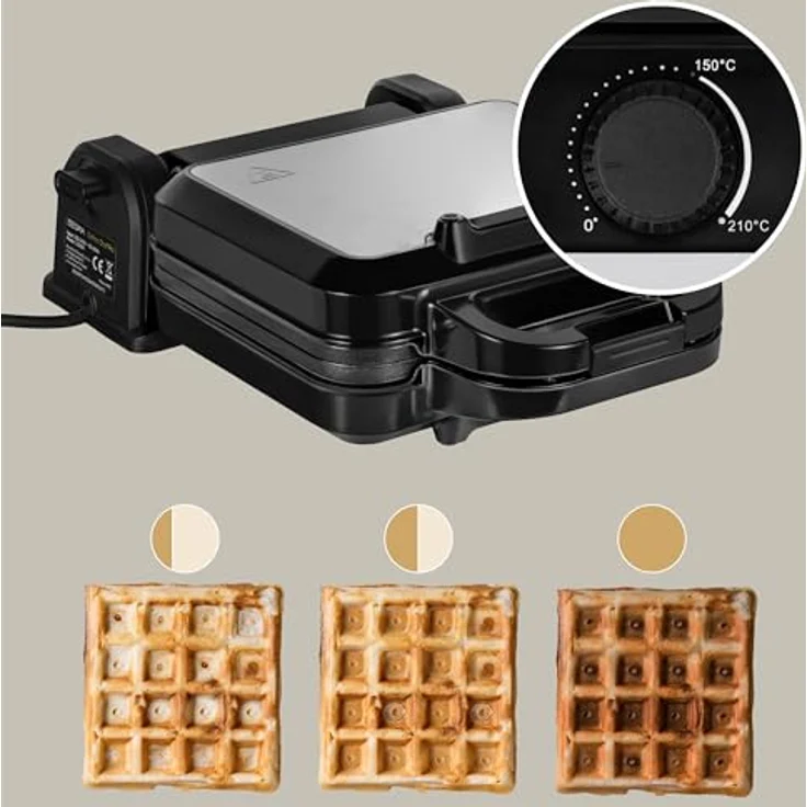 ZEEGMA GOFREE CHEF PRO Waffeleisen, 1200 Watt, doppelt, vertikal, Antihaftbeschichtung, Temperaturkontrolle, Bereitschaftsanzeige, für dicke belgische Waffeln – Bild 3