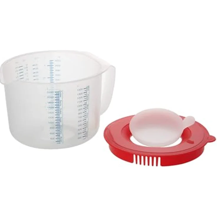 Dr. Oetker Mess- und Rühr--Mess--Rührbecher, 2,2 L, mit unterschiedlichen Messskalen, mit Spritzschutz, aus hochwertigem Kunsstoff, Menge: 1 Stück, Farbe: rot-transparent – Bild 5