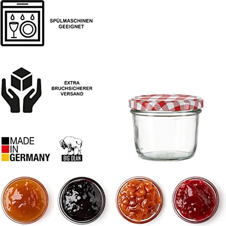 Thats Shopping 12x Einmachgläser 230 ml für Pasteurisierung TO 82 Marmelade – Bild 5