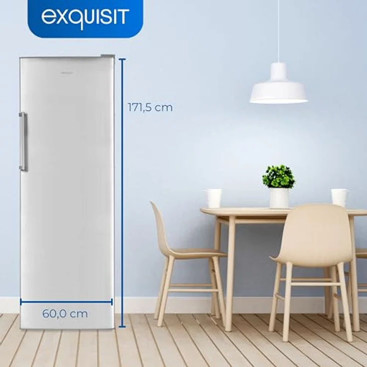 Exquisit Vollraumkühlschrank KS350-V-H-040D inoxlook | 331 L Nutzinhalt, 6 Glasablagen, Türanschlag wechselbar – Bild 4