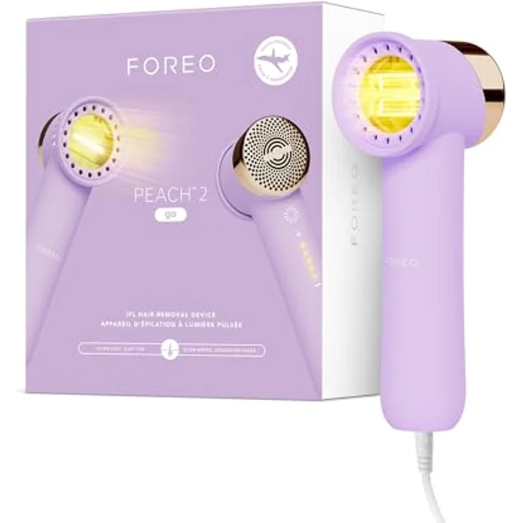 Foreo PEACH 2 go IPL Haarentfernungsgerät Lavender Dauerhafte Haarentfernung auf Reisen Laser-Haarentfernung Körper und Gesicht Schnell Schmerzfrei Kühlung und Silikonhülle – Bild 1
