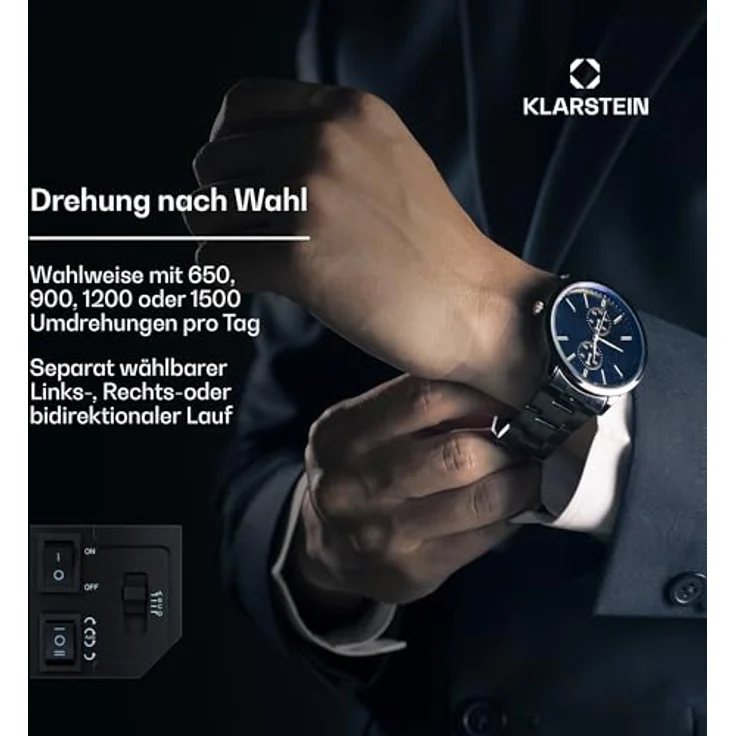 St. Gallen Premium Uhrenbeweger 2 Uhren 4 Geschwindigkeiten Matt Schwarz – Bild 3