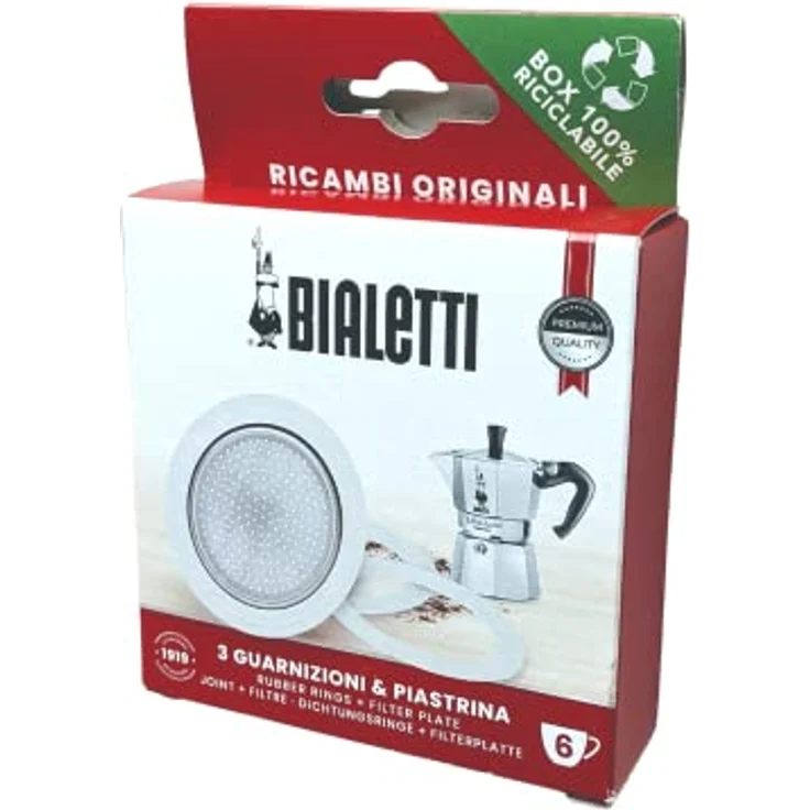 Bialetti Ersatzset 6 Tassen Alu 1 Dichtung +1 Filter – Bild 2