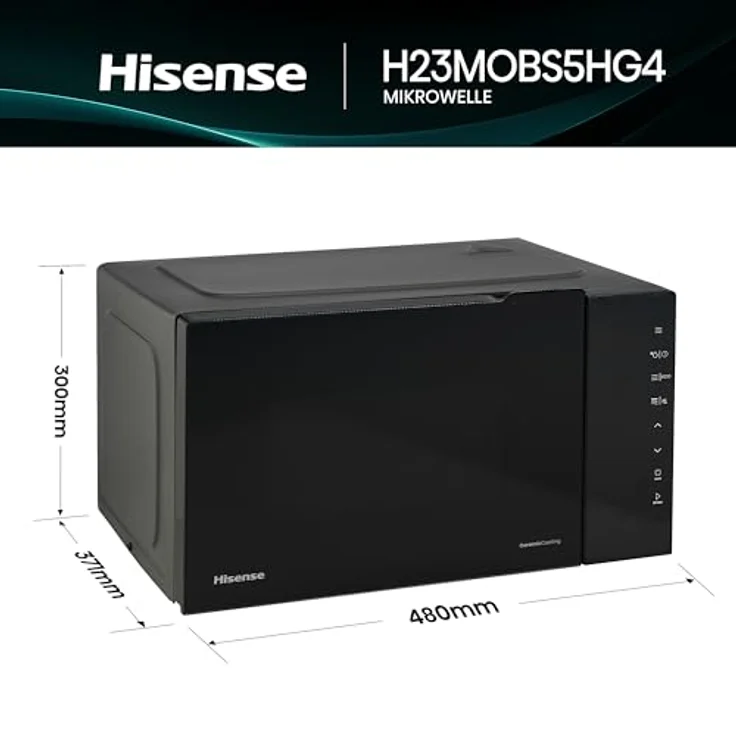 Hisense H23MOBS5HG4, Mikrowelle, Schwarz mit 23 Liter Garraum-Volumen und 800 Watt Leistung – Bild 4