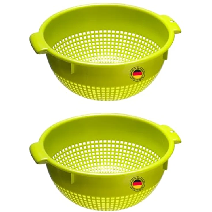 Westmark Seiher, Set aus 2 großen Küchensieben mit 2 Griffmulden und 4 Aufsatzrasten, apfelgrün, Kunststoff, ø 24 cm – Bild 1