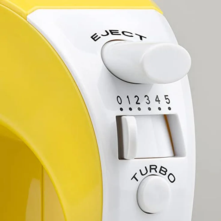 Girmi SB02 Elektrischer Handmixer, 170 W, 5 Geschwindigkeiten, Turbo-Funktion, Edelstahl-Rührbesen und Knethaken, Gelb – Bild 5