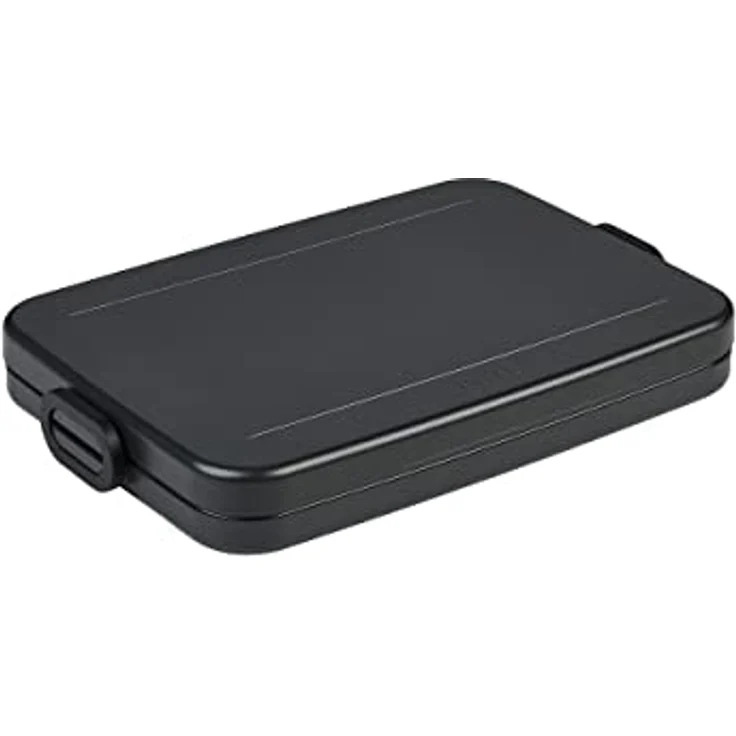 Mepal - Lunchbox Take A Break flach - Ideale Brotdose für Laptoptasche oder Rucksack - Flach geformte Essensbox für 2 Sandwiches oder 4 Scheiben Brot - 800 ml - Nordic Black – Bild 1