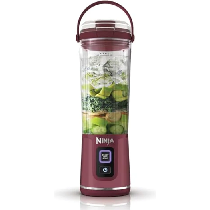 Ninja Blast BC151UKCR, Rot, Tragbarer Mixer, 530 ml, auslaufsicherer Deckel und Trinkauslauf, leistungsstarker kabelloser Mini-Mixer, wiederaufladbar, tragbare Smoothies, Protein-Shakes, mischt Eis und – Bild 1