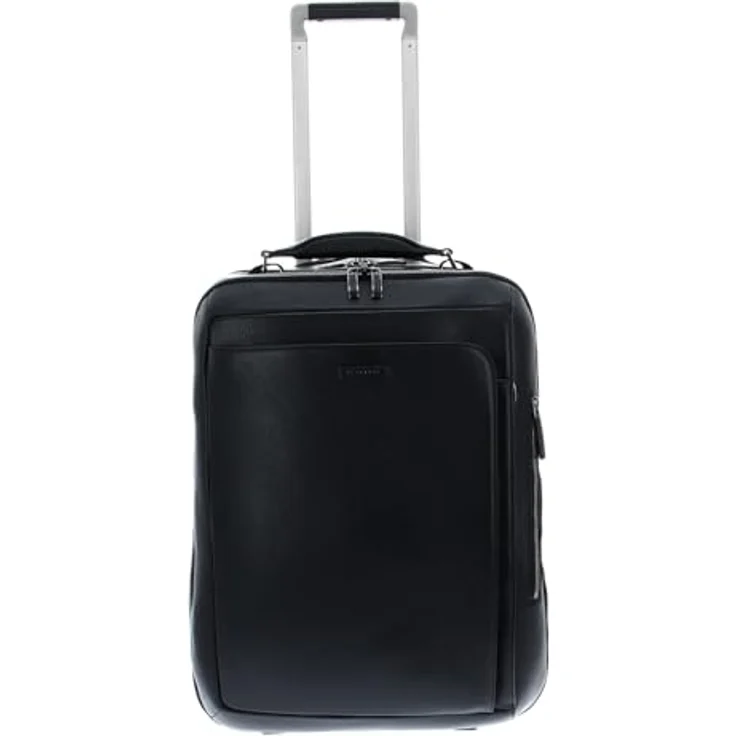 PIQUADRO Modus Trolley Cabin, Leder-Koffertrolley mit 2 Rädern, 15,6 Zoll Fächern, 47 Liter, Schwarz, 50 cm – Bild 1