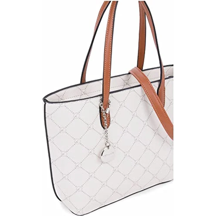 Tamaris TAS Anastasia Shopper, Feinsynthetik mit Karo-Design, nude, mit Reißverschluss und Umhängeriemen – Bild 6
