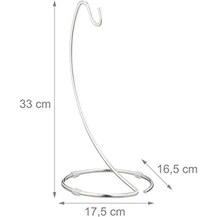 Relaxdays 2 x Bananenhalter, Obstaufbewahrung aus verchromtem Eisen, silber, mit rundem Standfuß und Bananenhaken – Bild 4