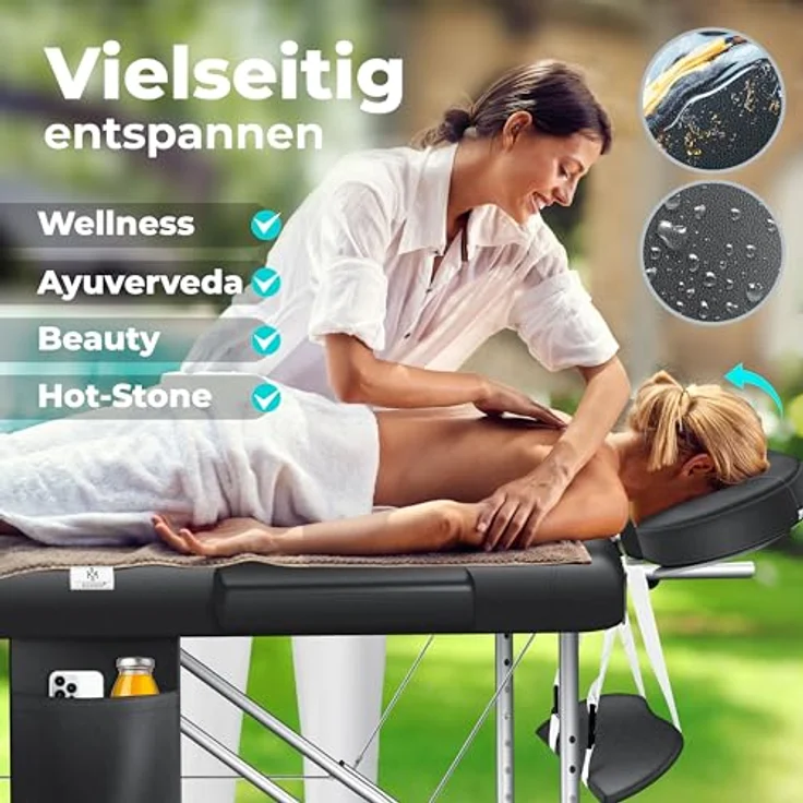 KESSER Massageliege, Mobile & höhenverstellbare 3 Zonen Massagebett, Wasser- und Ölresistent – Bild 4