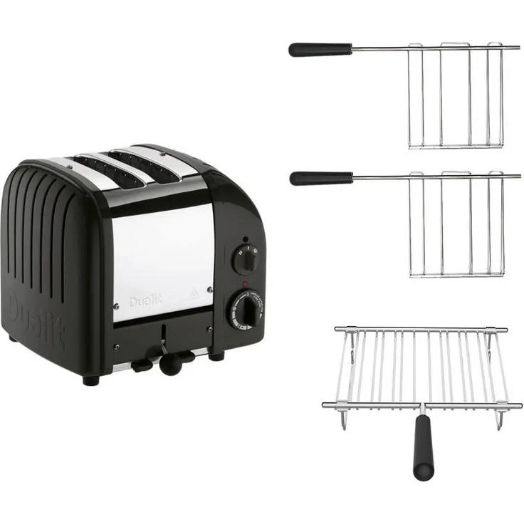 Dualit Classic Toaster Dualit Paket 3, 2er Toaster mit Brötchenaufsatz und 2 Sandwichzangen, in verschiedenen Farben