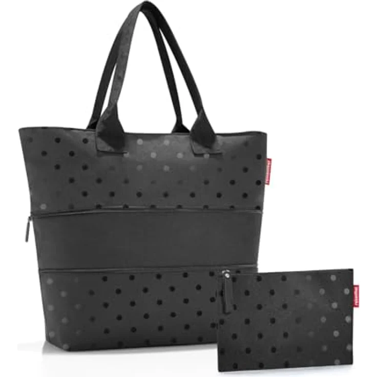 Reisenthel Einkaufstasche Schwarz, Textil mit Punkten, 38x8x35 cm, großes Hauptfach – Bild 1