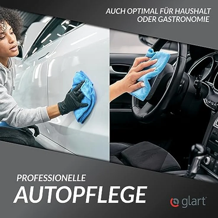 Glart 4448 4er Set superweiche Auto Mikrofasertücher Pkw Autopflege Haushalt Microfasertücher 2 St. blau 40x40 cm, 2 St. grün 40x40 cm, Mikrofasertuch Waschset auch für Fensterputzer – Bild 5