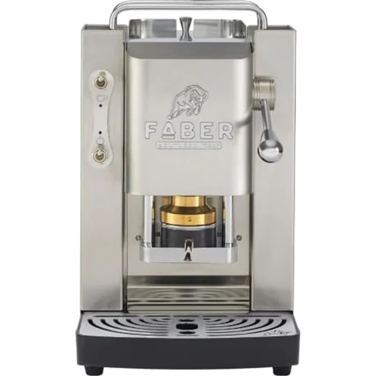 FABER COFFEE MACHINES Deluxe 3.0, Kaffeemaschine ESE 44mm mit Elektroventil, herausnehmbarem Padhalter, 1L Glasbehälter und verstellbarem Messing-Padpresser, mattes Edelstahl/Chrom – Bild 2