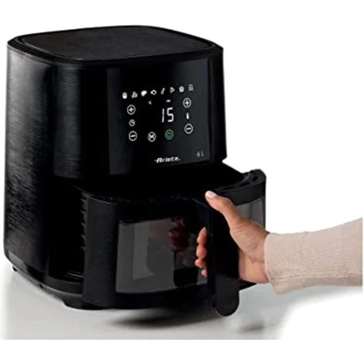 Ariete 4626 Friggitrice ad aria 6L, Luftfriteuse, 1300 W, Kapazität 6L, Garkapazität 2,5 kg, 8 voreingestellte Programme, Temperatur bis 200 °, transparenter Korb zur Kochkontrolle, schwarz – Bild 5