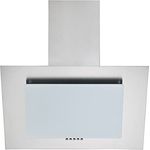 Respekta Dunstabzugshaube kopffrei / Dunstabzugshaube schräg 60 cm / Edelstahlgehäuse mit Glasschirm in Weiß / Abluft - und Umluftfunktion / CH2060WBM / B / 57 – 63 dB