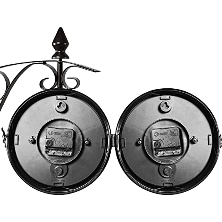 Monzana Wanduhr Vintage Quarzuhrwerke Mit Beidseitigem Ziffernblatt Doppelseitige Bahnhofsuhr Schmiedeeisern Retro Schwarz - Preisvergleich – Bild 4
