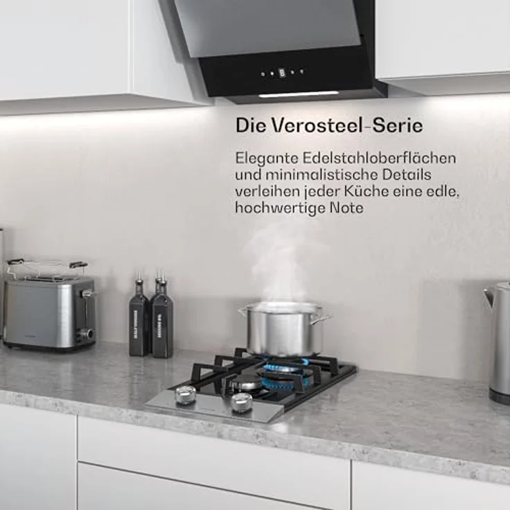Klarstein Verosteel PG3020BG-DCB, Gas-Kochfeld mit 2 Brennern, 4200 W, schwarzes Glas und Edelstahl – Bild 2