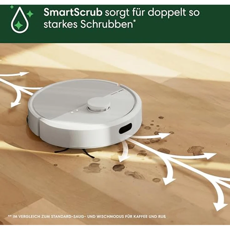 iRobot Roomba Plus 405 Combo Robot + AutoWash Dock Saugroboter mit Wischfunktion - Clearview LiDAR - 7000Pa - DualClean Wischpads - SmartScrub - Teppicherkennung - 75 Tage Entleerung - Weiß – Bild 4